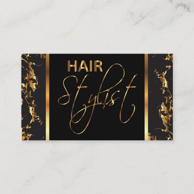 Professional Hair Stylist - Gold Marble Business Card (Front)