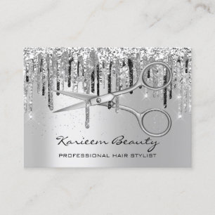 Professional Hair Stylist Silver Grey Scissors Business Card