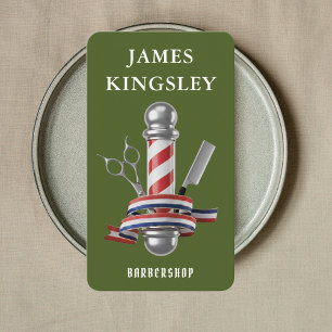 Professional Haircut Barber Pole Modern Barbershop Business Card