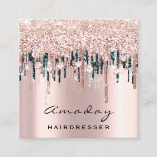 Professional Hairdresser Makeup Rose Diamond Square Business Card