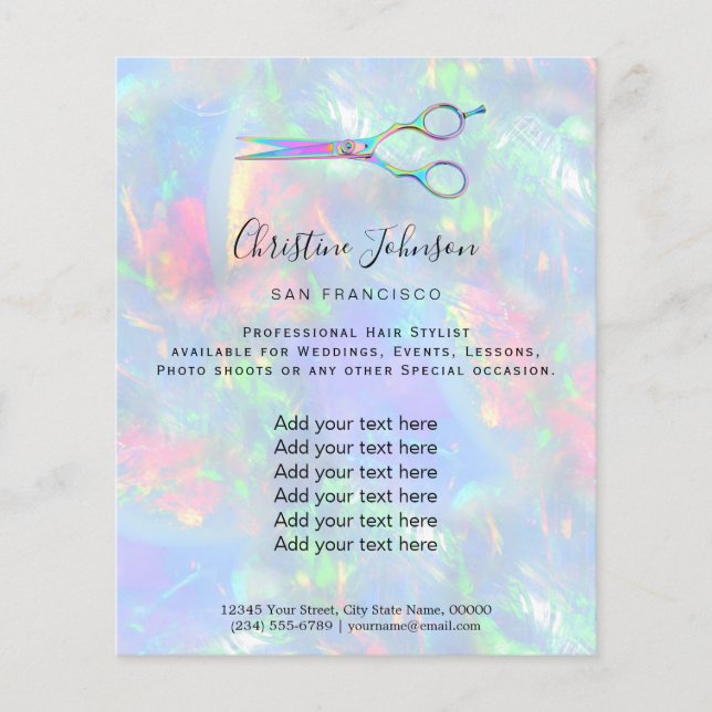 professional hairdresser opal design flyer (Front)