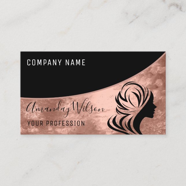 Professional Hairdresser Stylist Logo Rose Elegant Business Card (Front)