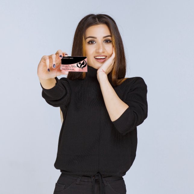 Professional Hairdresser Stylist Rose Makeup Logo Business Card (Professional Hairdresser Stylist Rose Makeup Logo Business Card)