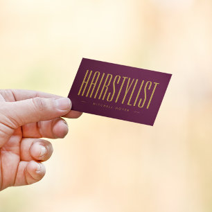 Professional Hairstylist Burgundy And Gold Business Card