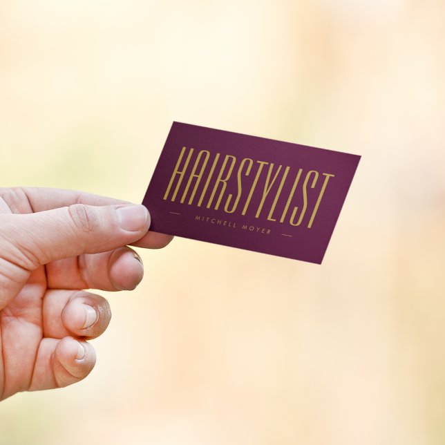 Professional Hairstylist Burgundy And Gold  Business Card (Creator Uploaded)