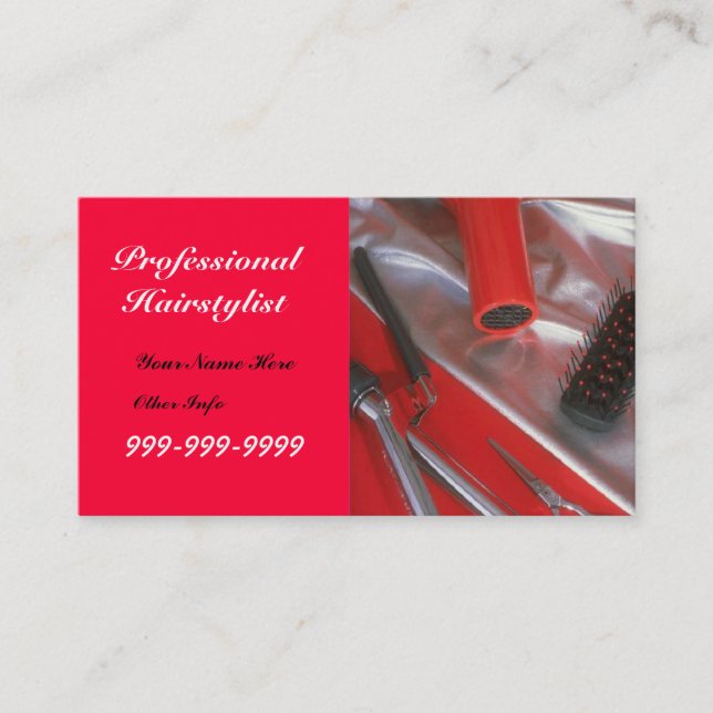 Professional Hairstylist customisable bus.card Business Card (Front)