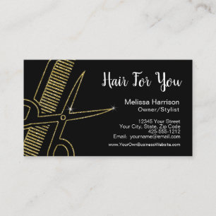 Professional Hairstylist Gold Glitter Scissors Business Card