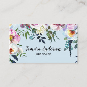 Professional Hairstylist Makeup Floral Pink Boho Business Card