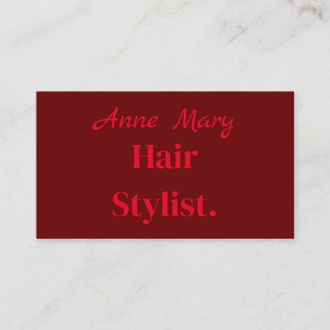 Professional Hairstylist Salon Minimal Burgundy Business Card (Front)