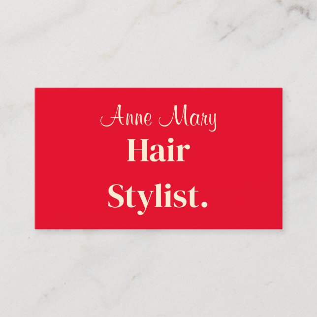 Professional Hairstylist Salon Orange Ivory Trendy Business Card (Front)