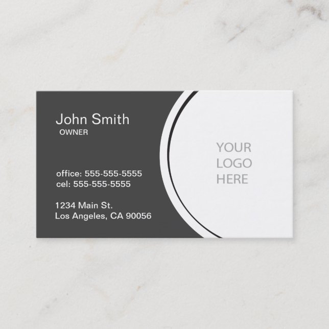 Professional Half Circle Dark Grey Business Card (Front)