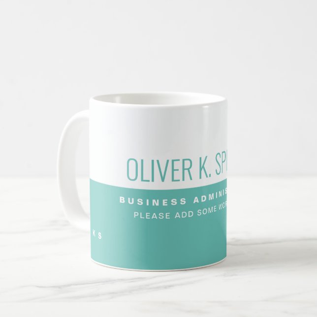 Professional Half-Teal Half-White Modern Blue Coffee Mug (Front Left)