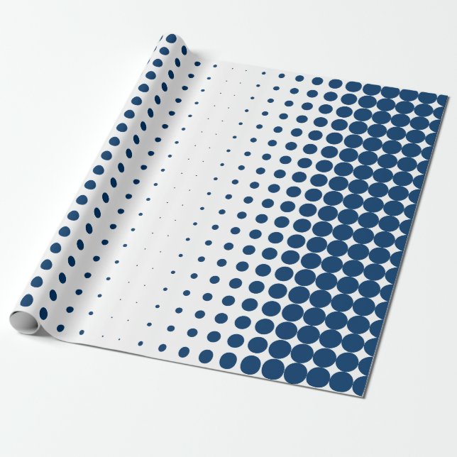Professional Half Tone Pattern Blue White Wrapping Paper (Unrolled)