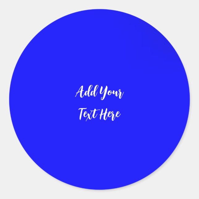 Professional handwriting add text modern blue classic round sticker (Front)