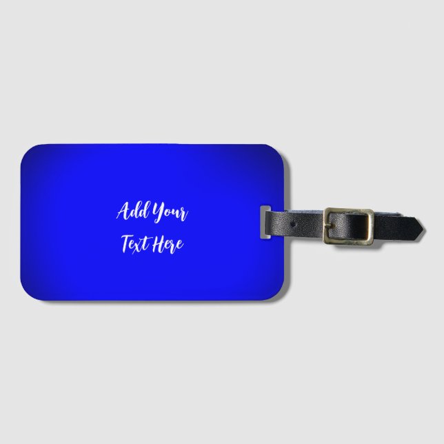 Professional handwriting add text modern blue luggage tag (Front Horizontal)
