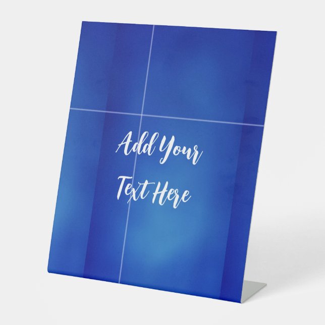 Professional handwriting add text modern blue pedestal sign (Front)