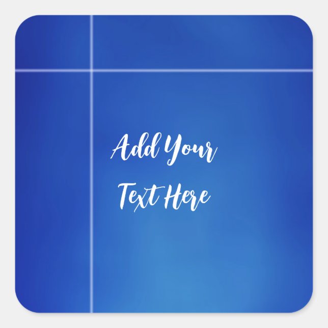 Professional handwriting add text modern blue square sticker (Front)