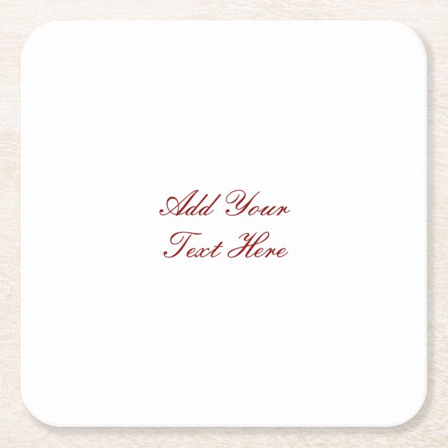 Professional handwriting add text modern square paper coaster (Front)