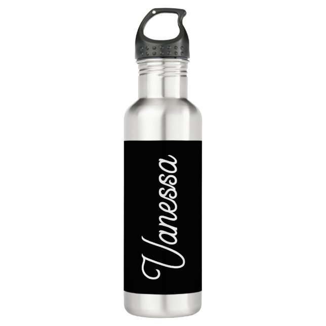 Professional handwriting name custom black 710 ml water bottle (Front)
