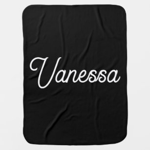 Professional handwriting name custom black baby blanket