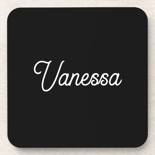 Professional handwriting name custom black coaster (Front)