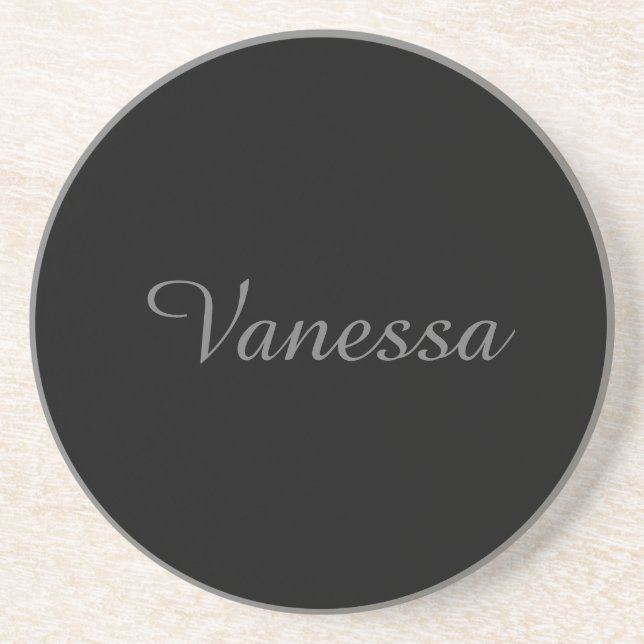 Professional handwriting name custom black coaster (Front)