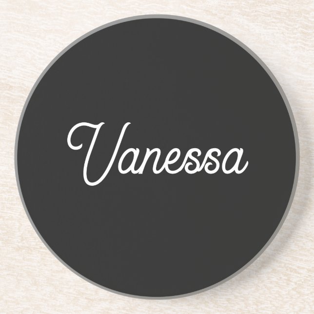 Professional handwriting name custom black coaster (Front)