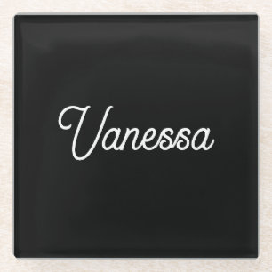 Professional handwriting name custom black glass coaster