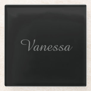 Professional handwriting name custom black glass coaster