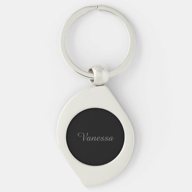 Professional handwriting name custom black key ring (Front)