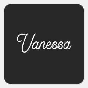 Professional handwriting name custom black square sticker