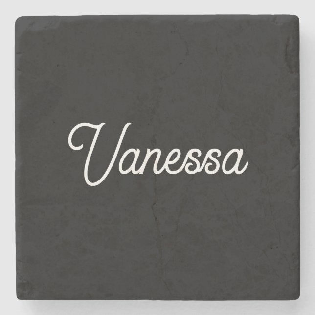 Professional handwriting name custom black stone coaster (Front)