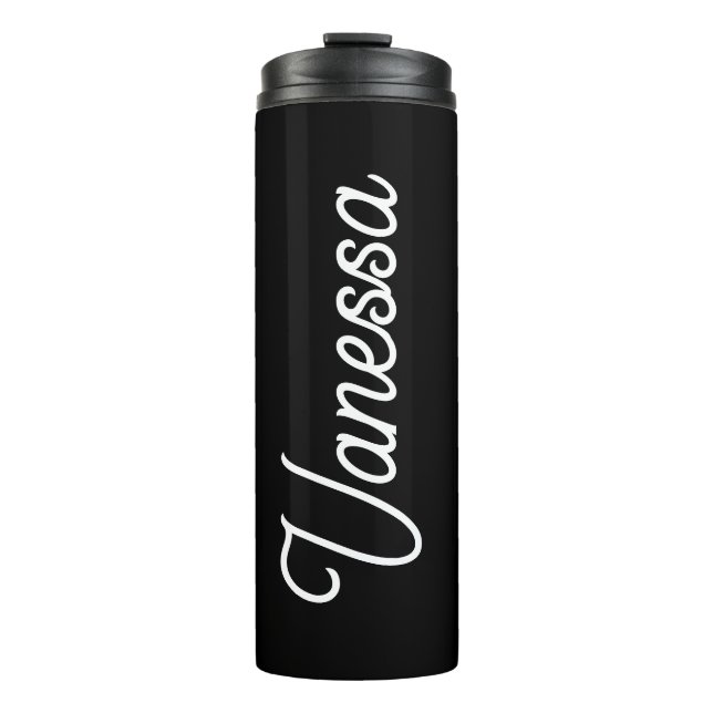 Professional handwriting name custom black thermal tumbler (Front)