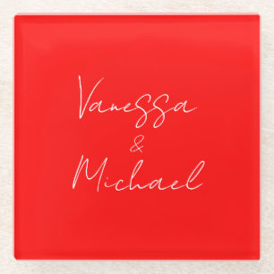 Professional handwriting name custom wedding glass coaster