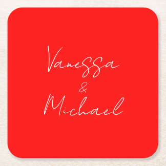 Professional handwriting name custom wedding square paper coaster