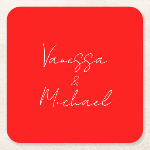 Professional handwriting name custom wedding square paper coaster