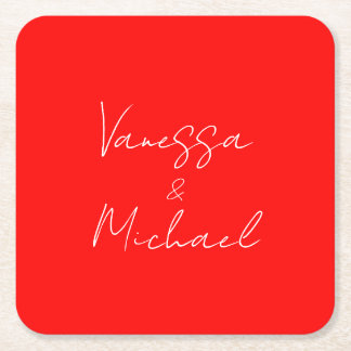 Professional handwriting name custom wedding square paper coaster