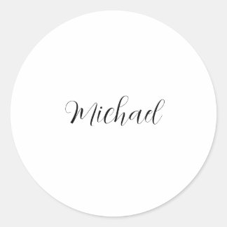 Professional handwriting name minimalist modern classic round sticker