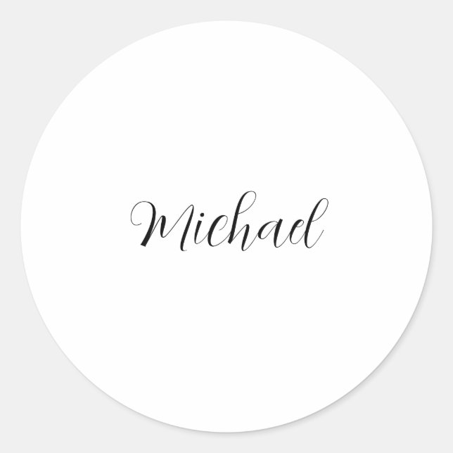 Professional handwriting name minimalist modern classic round sticker (Front)