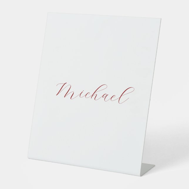 Professional handwriting name minimalist modern pedestal sign (Front)