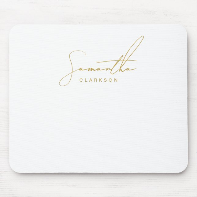 Professional Handwritten Gold Script Typography Mouse Mat (Front)
