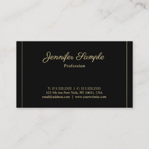 Professional Handwritten Script Gold Plain Luxury Business Card