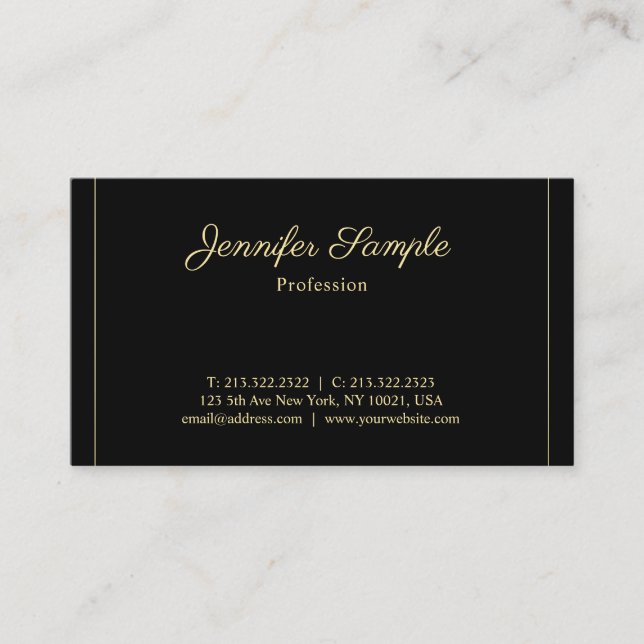 Professional Handwritten Script Gold Plain Luxury Business Card (Front)