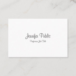 Professional Handwritten Script Modern Sleek Plain Business Card
