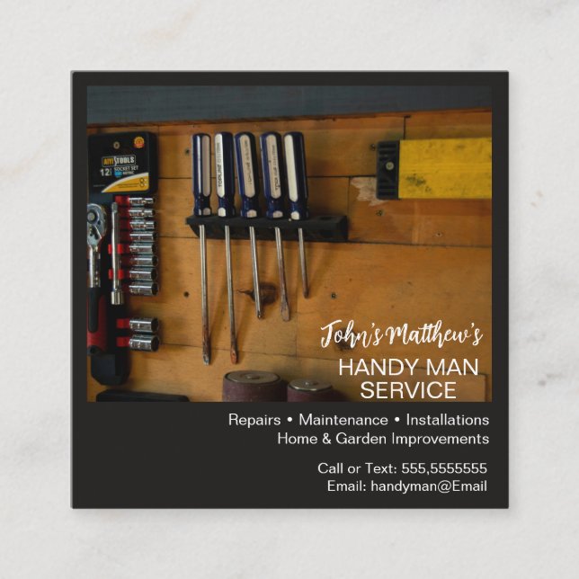 Professional Handyman Business Card Template (Front)