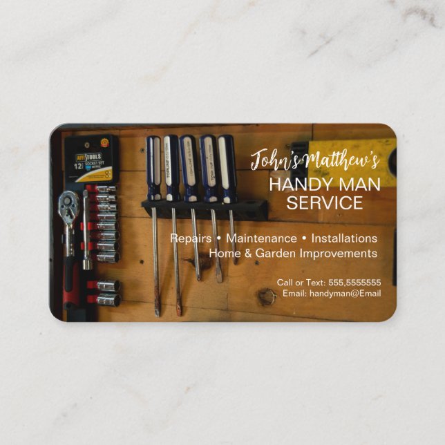 Professional Handyman Business Card Template (Front)