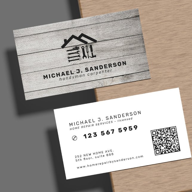 Professional handyman carpenter tools wood business card (Creator Uploaded)