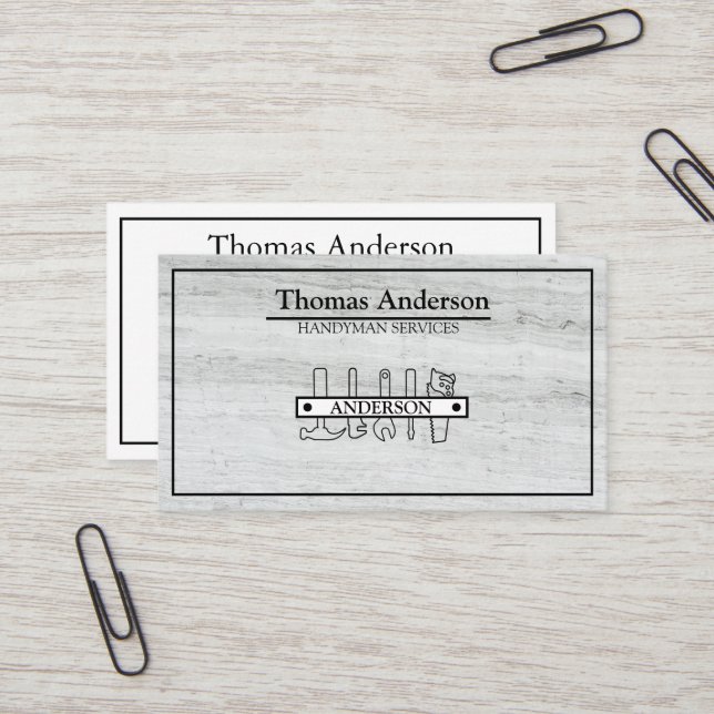 Professional Handyman Home Repair Business Custom  Business Card (Front/Back In Situ)