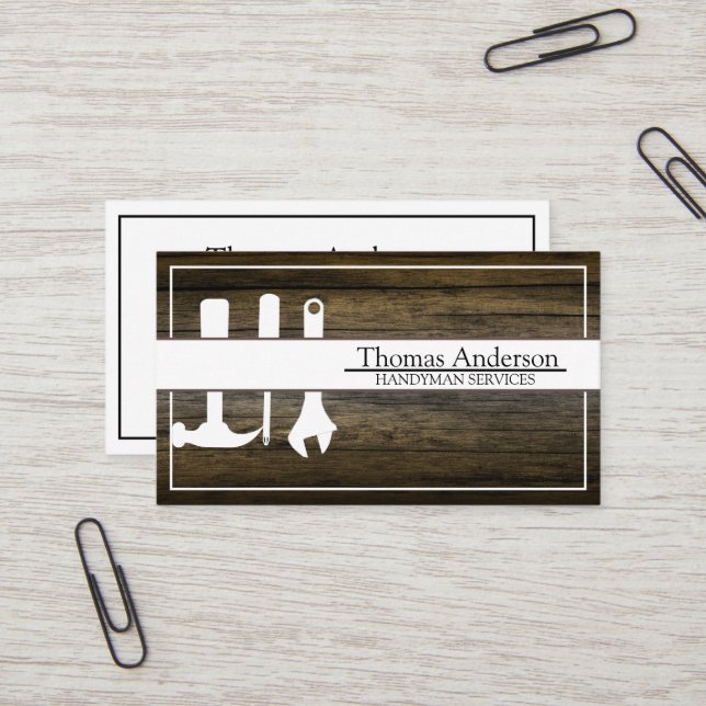 Professional Handyman Home Repair Business Custom  Business Card (Front/Back In Situ)
