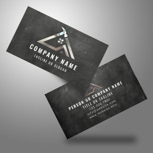 Professional Handyman Logo Silver Contractor Business Card